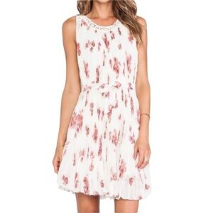 Free People Floral Lace Pleated Flowy Sleeveless Shift Dress